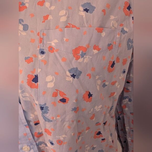 L.L. Bean Light Blue Floral Women's Button Down Shirt - Picture 7 of 7